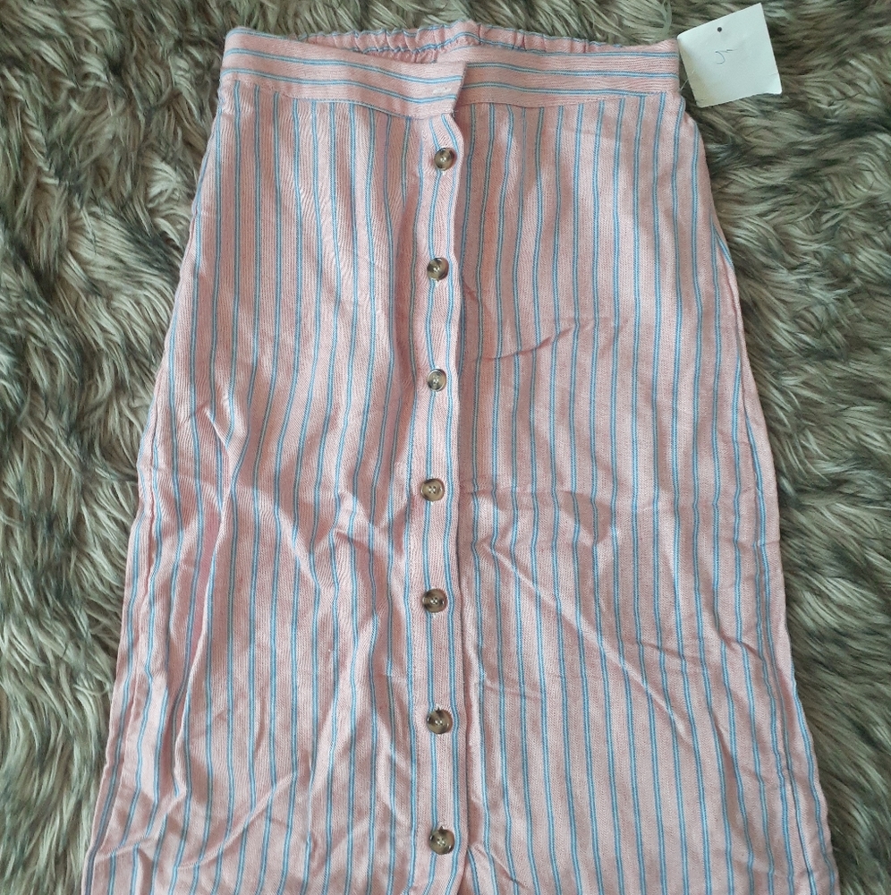 Pink with blue stripe skirt